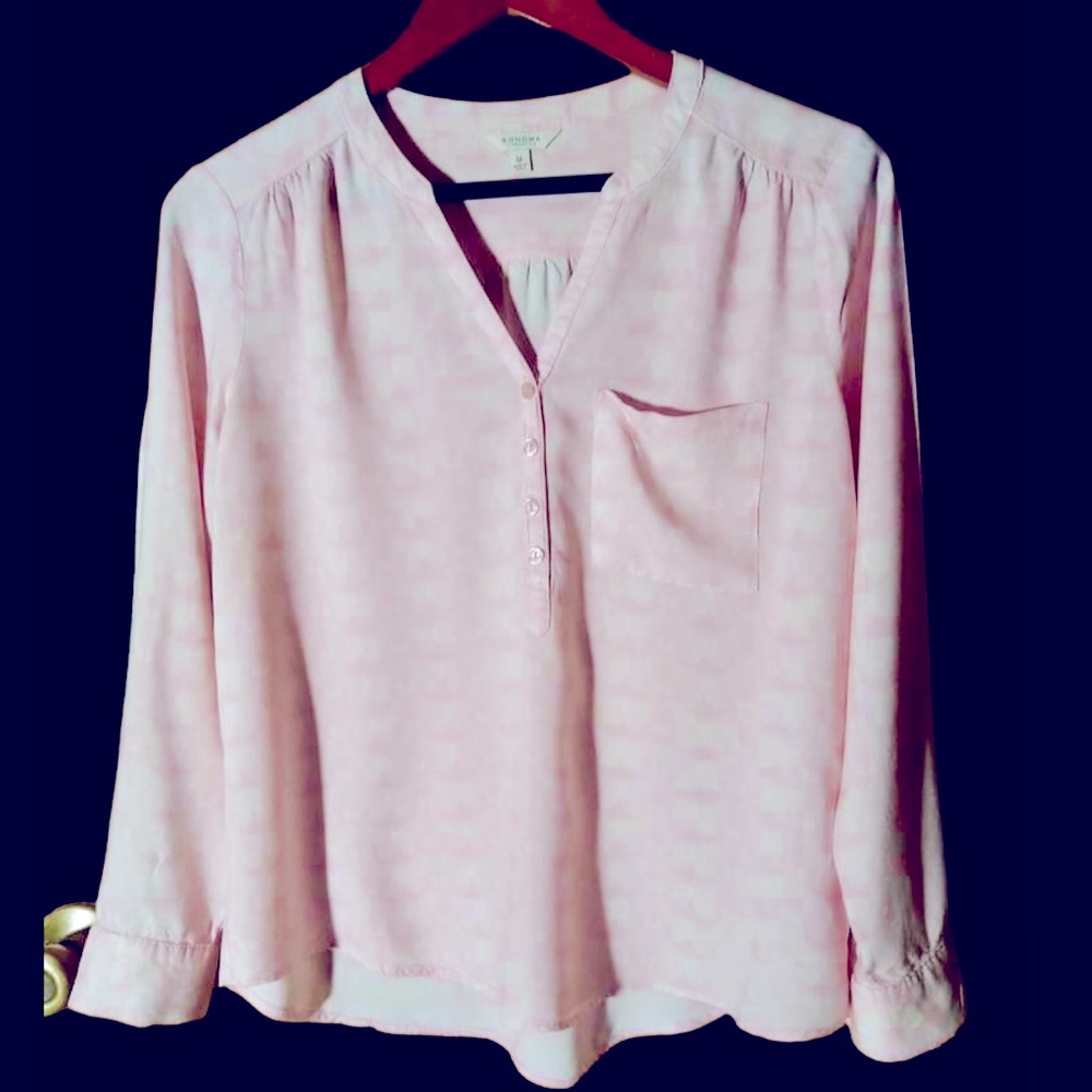 Sonoma Life+Style pink Butterfly print Medium Blouse